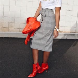 High waisted houndstooth skirt